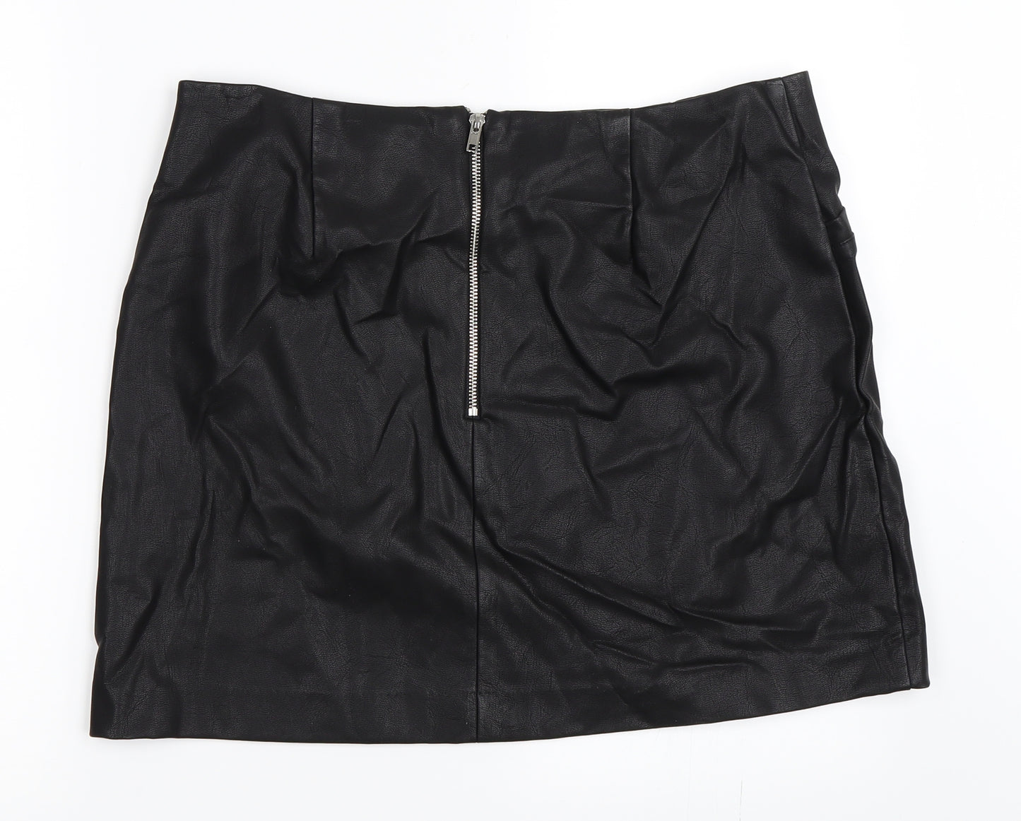 New Look Womens Black   Mini Skirt Size 16  - faux leather skirt