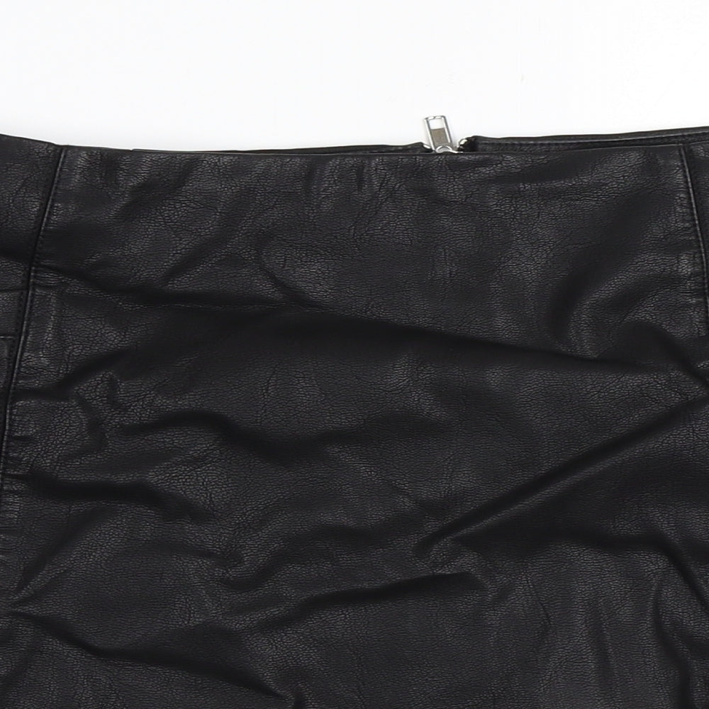 New Look Womens Black   Mini Skirt Size 16  - faux leather skirt