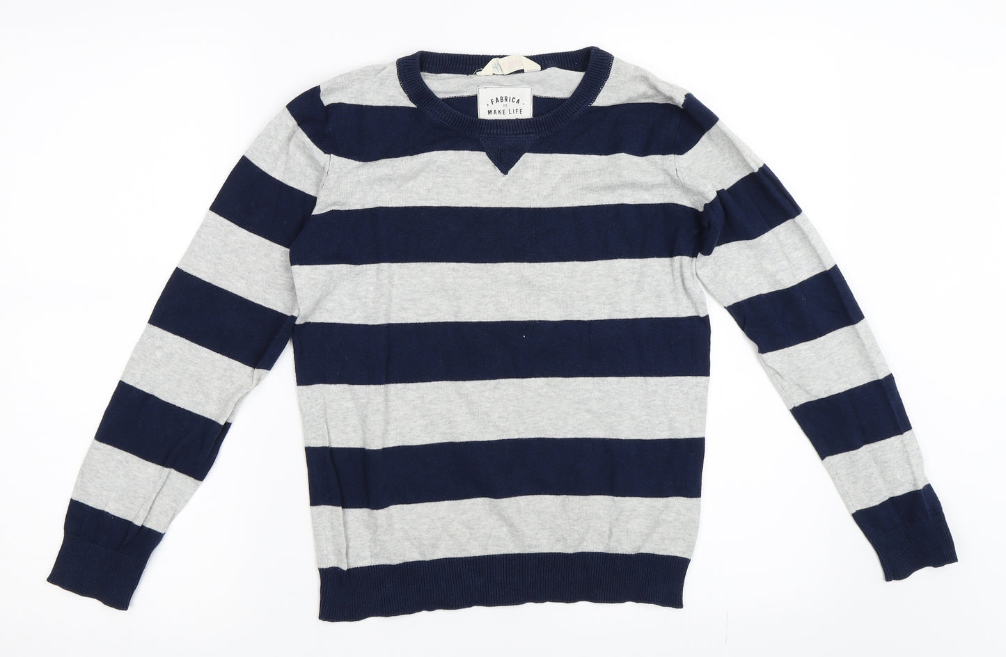 H&M Boys Blue Striped  Pullover Jumper Size 10-11 Years