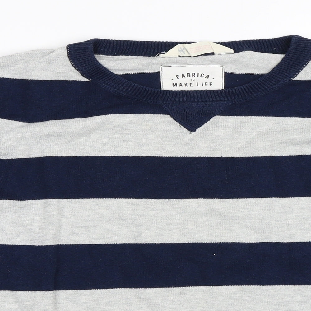 H&M Boys Blue Striped  Pullover Jumper Size 10-11 Years