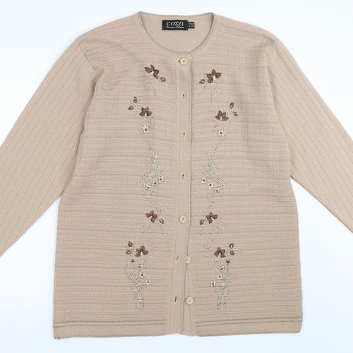 Cozzi Womens Beige   Cardigan Jumper One Size