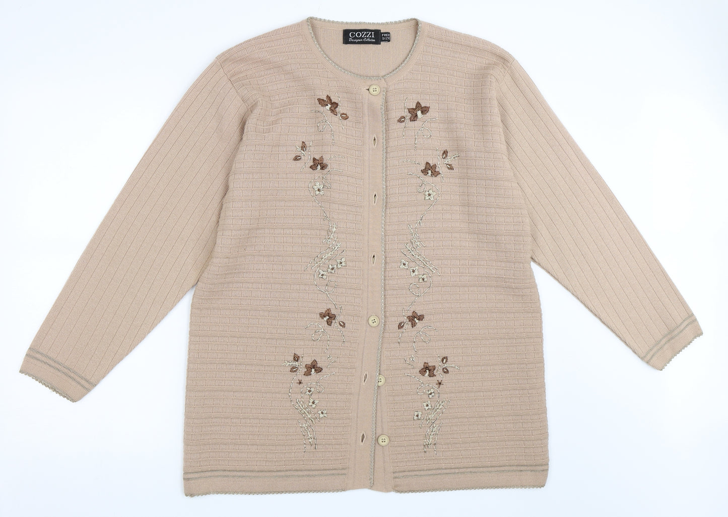 Cozzi Womens Beige   Cardigan Jumper One Size