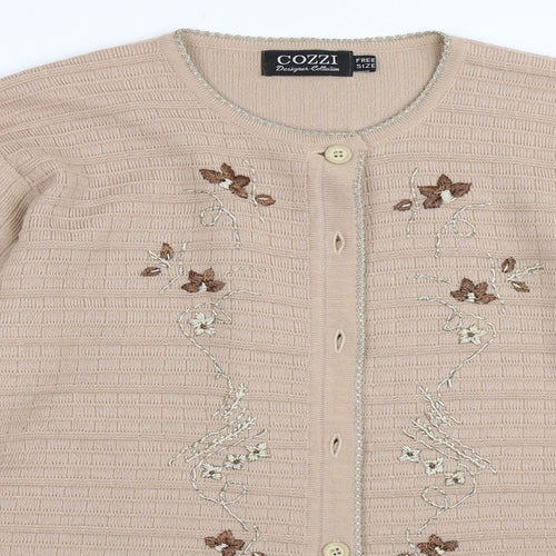 Cozzi Womens Beige   Cardigan Jumper One Size