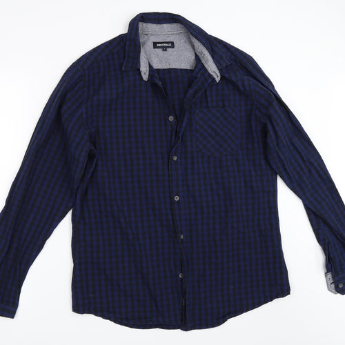 Industrialize Mens Blue Check   Button-Up Size L
