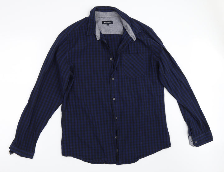 Industrialize Mens Blue Check   Button-Up Size L