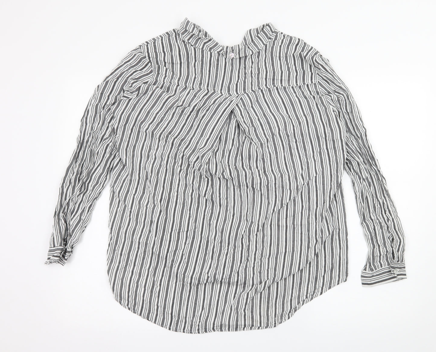Just Living  Womens White Striped  Basic Button-Up Size L