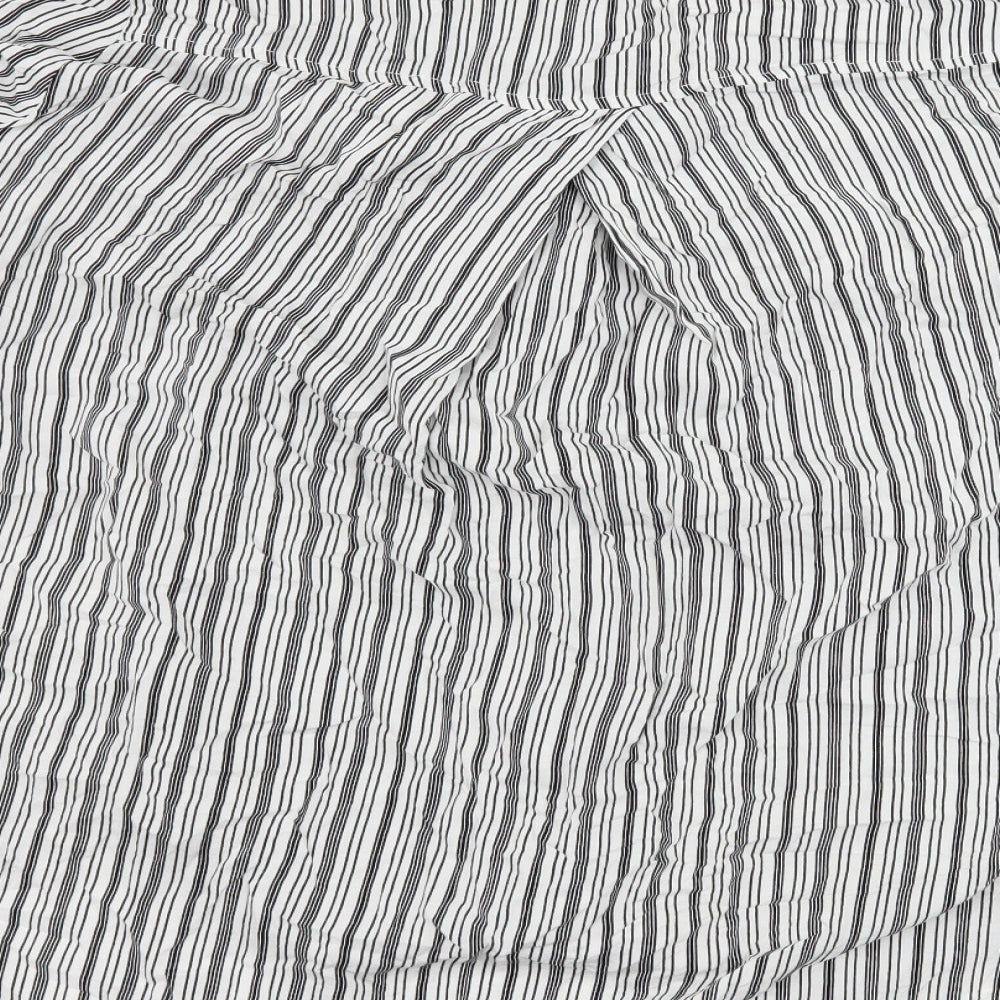 Just Living  Womens White Striped  Basic Button-Up Size L