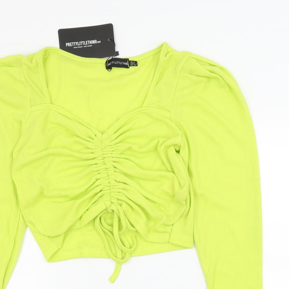 PRETTYLITTLETHING Womens Green  Jersey Basic T-Shirt Size 8