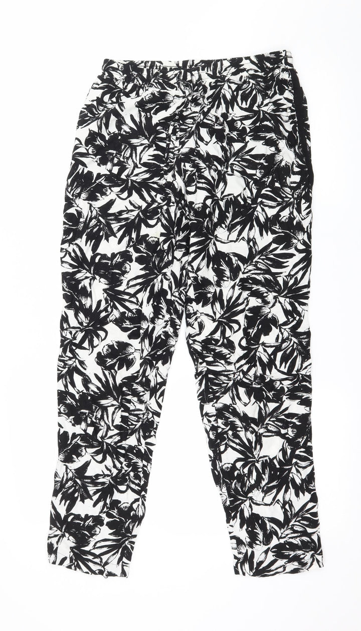 Dorothy Perkins Womens Black Floral Trousers Size 8 L25 in