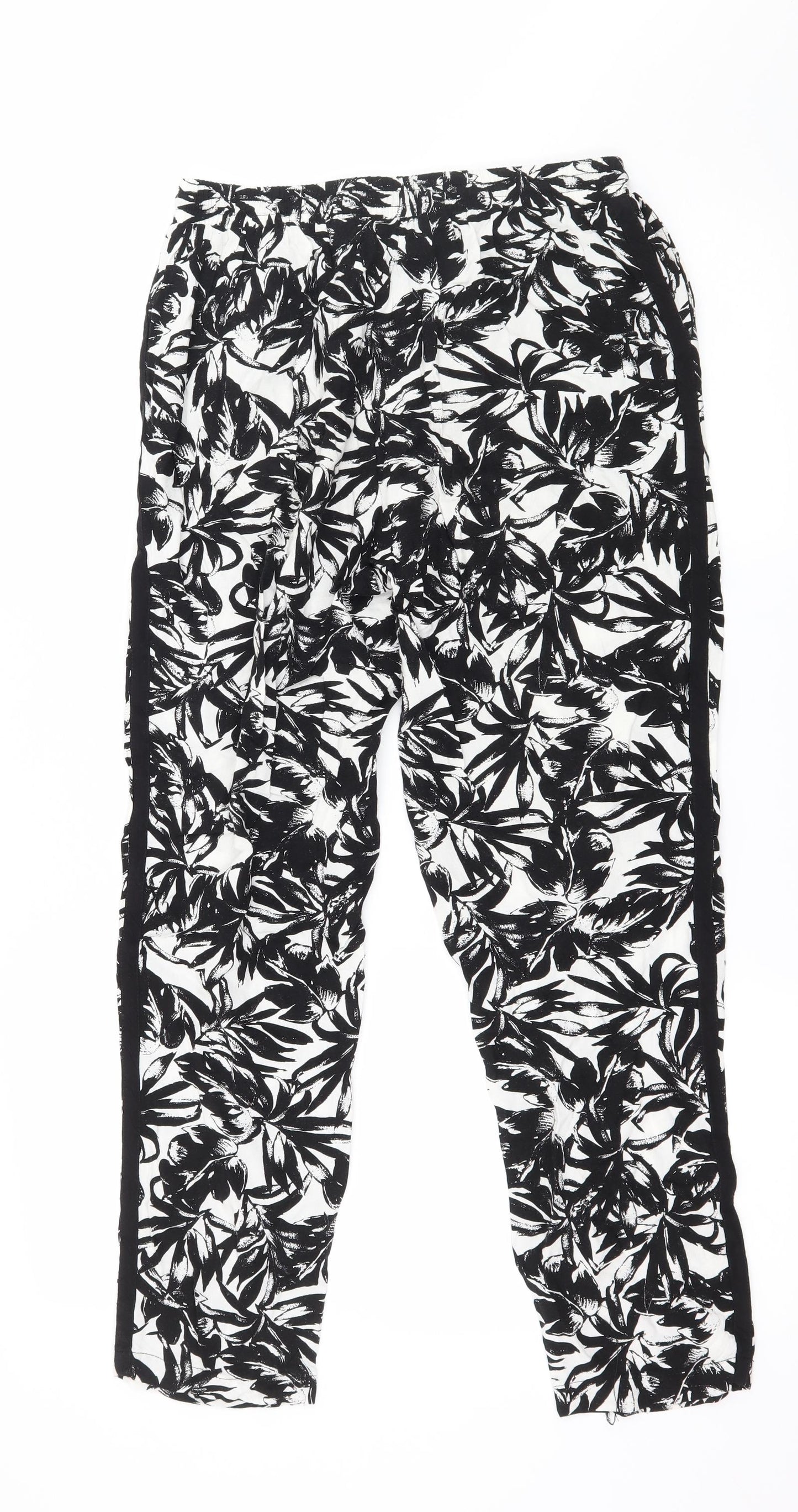 Dorothy Perkins Womens Black Floral  Trousers  Size 8 L25 in