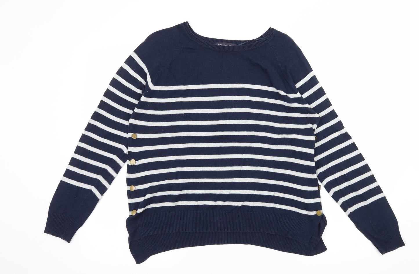 Marks and Spencer Womens Blue Striped Knit Pullover Jumper Size M