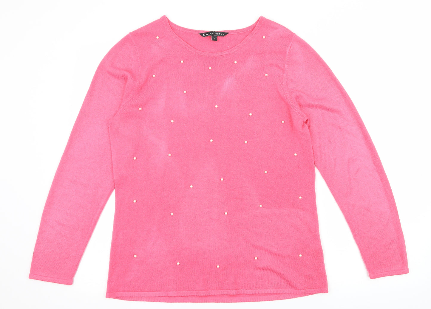 Bonmarché Womens Pink  Knit Pullover Jumper Size 14