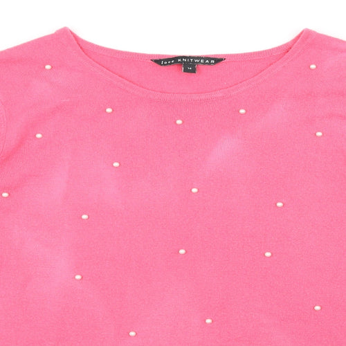 Bonmarché Womens Pink  Knit Pullover Jumper Size 14