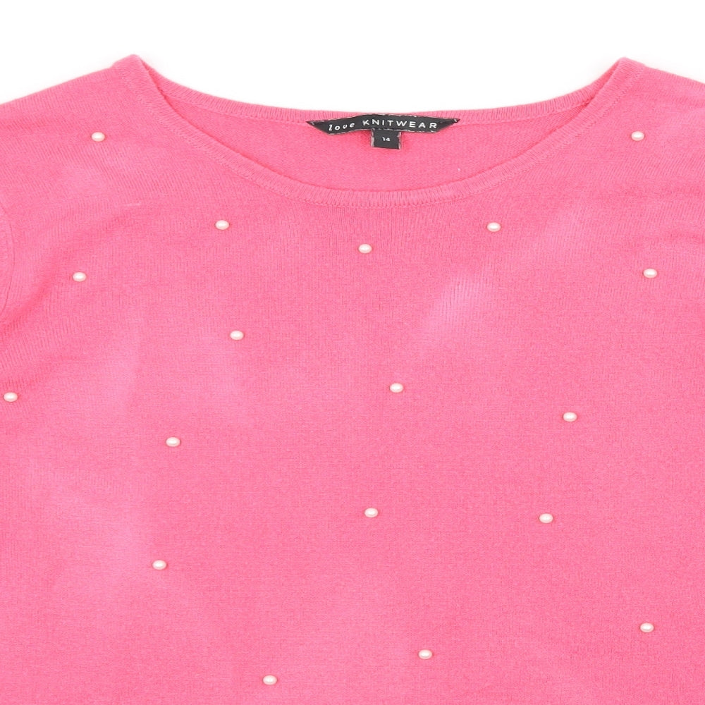 Bonmarché Womens Pink  Knit Pullover Jumper Size 14