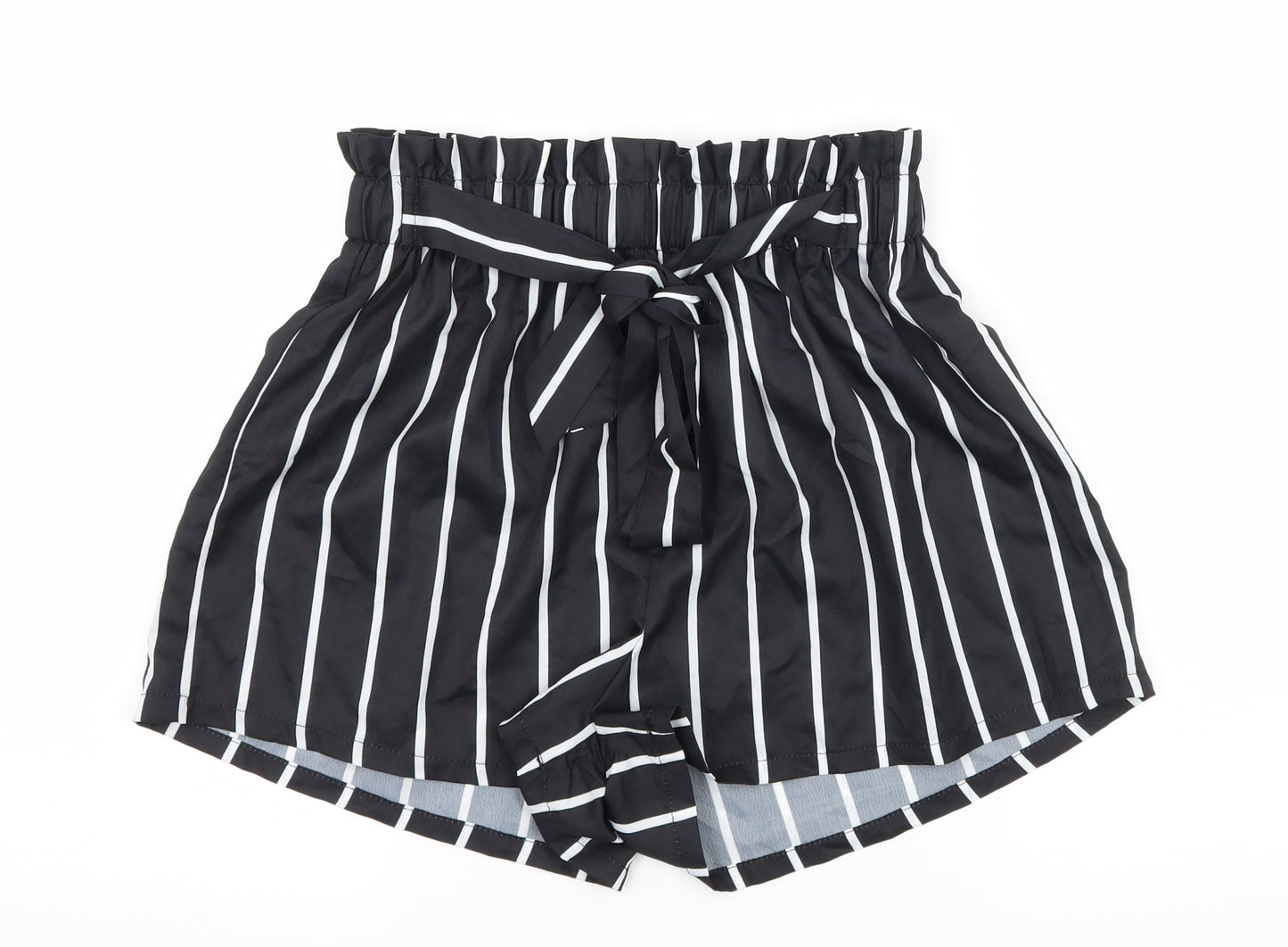 SheIn Womens Black Striped  Paperbag Shorts Size XS