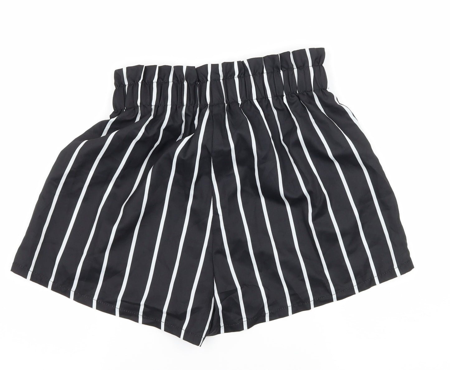 SheIn Womens Black Striped  Paperbag Shorts Size XS