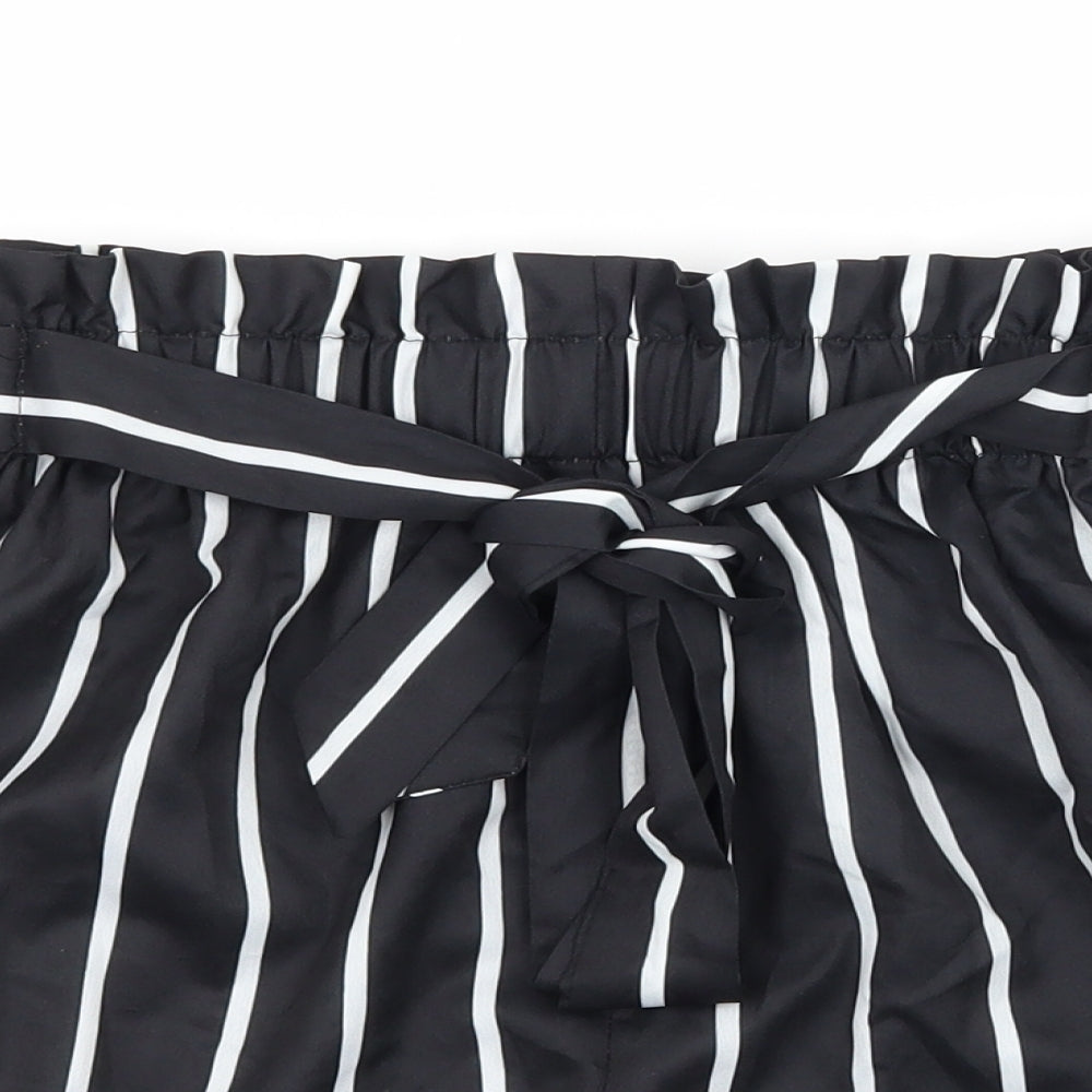 SheIn Womens Black Striped  Paperbag Shorts Size XS