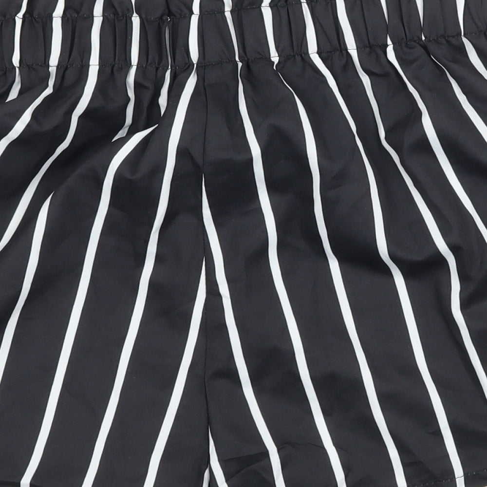 SheIn Womens Black Striped  Paperbag Shorts Size XS