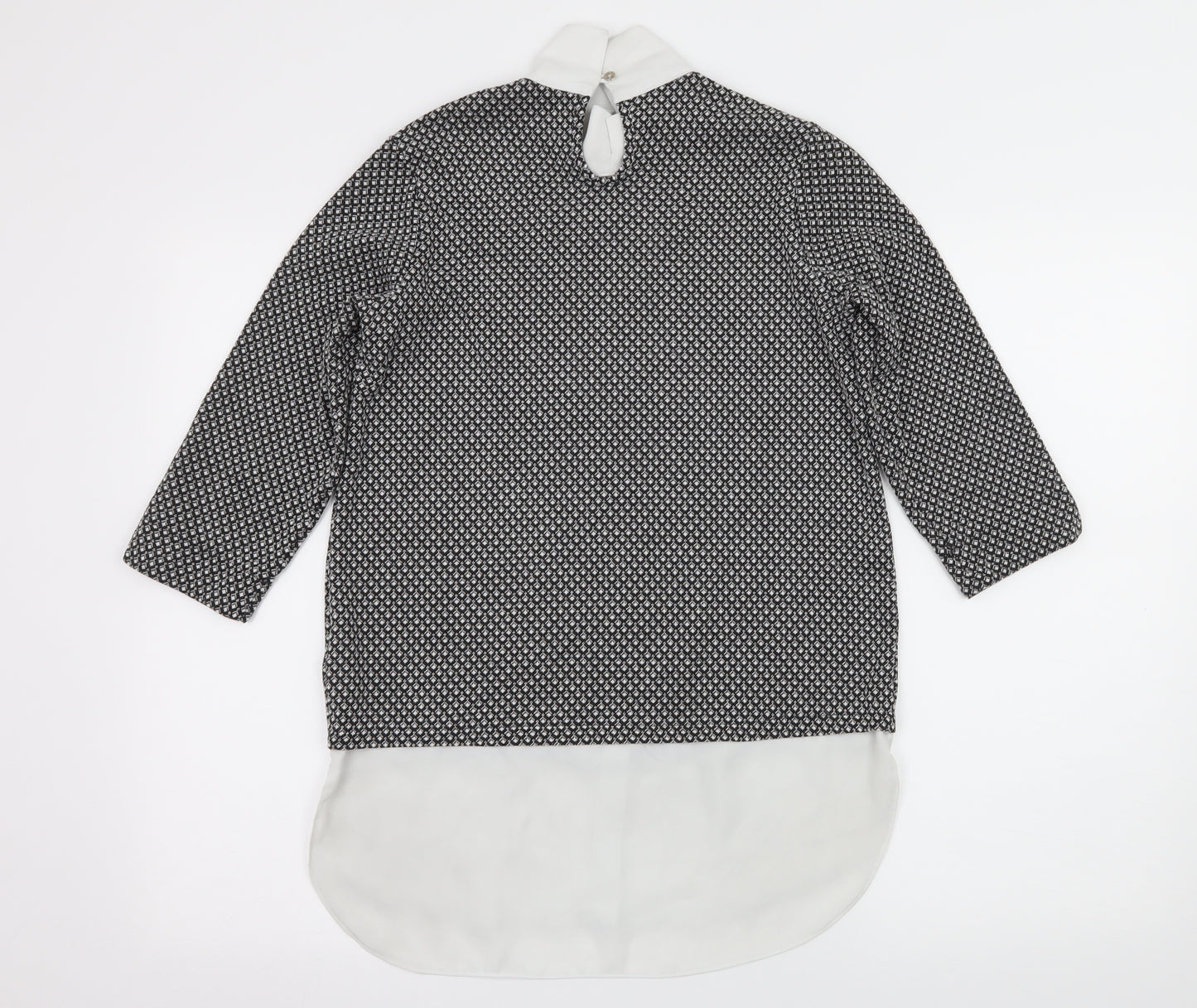 Dorothy Perkins Womens Black Geometric Jersey Basic Blouse Size 8