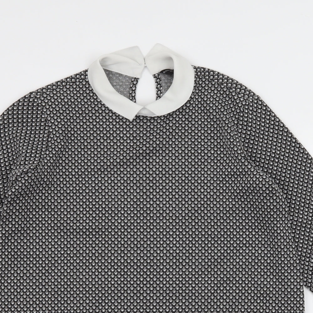 Dorothy Perkins Womens Black Geometric Jersey Basic Blouse Size 8