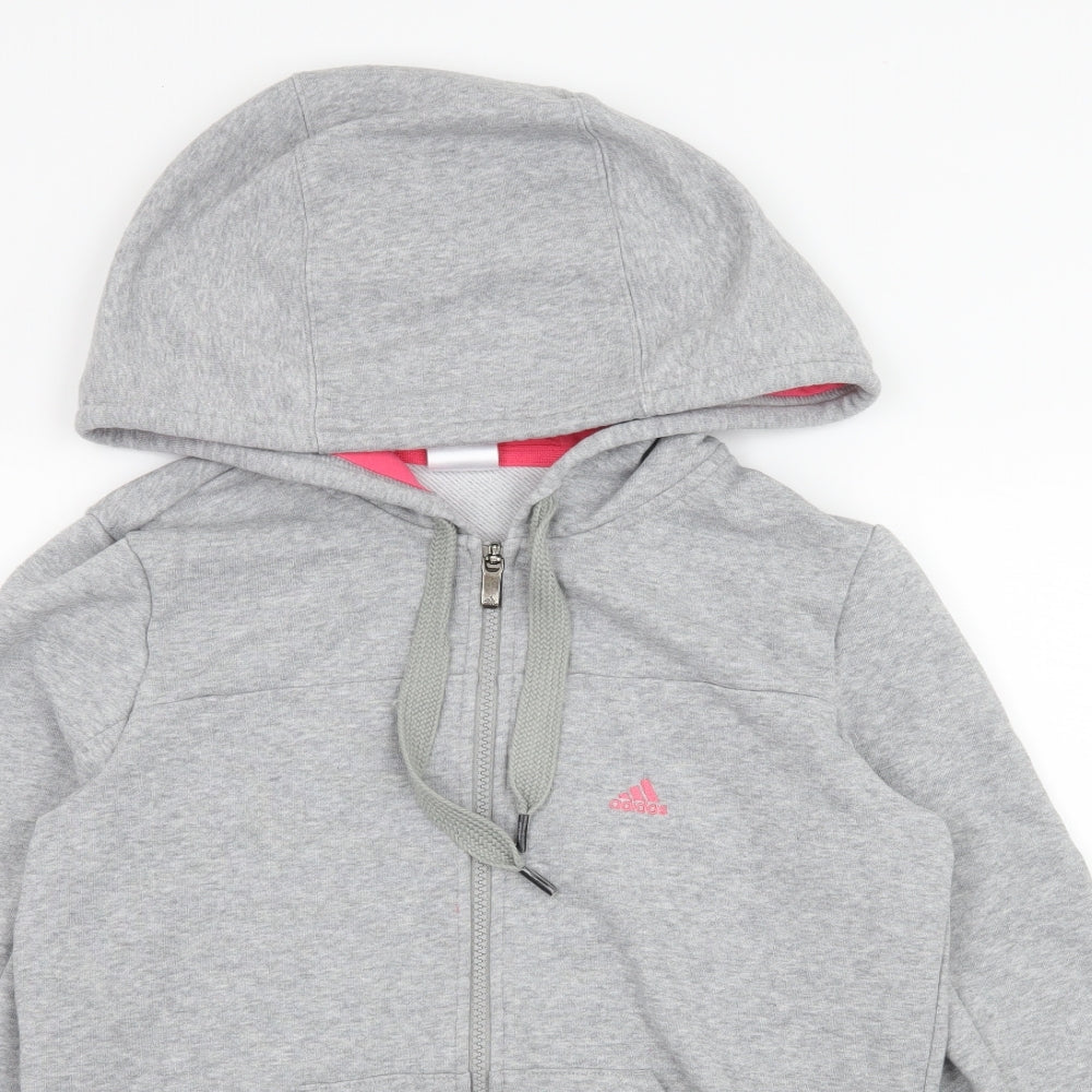 adidas Womens Grey  Jersey Full Zip Hoodie Size XS