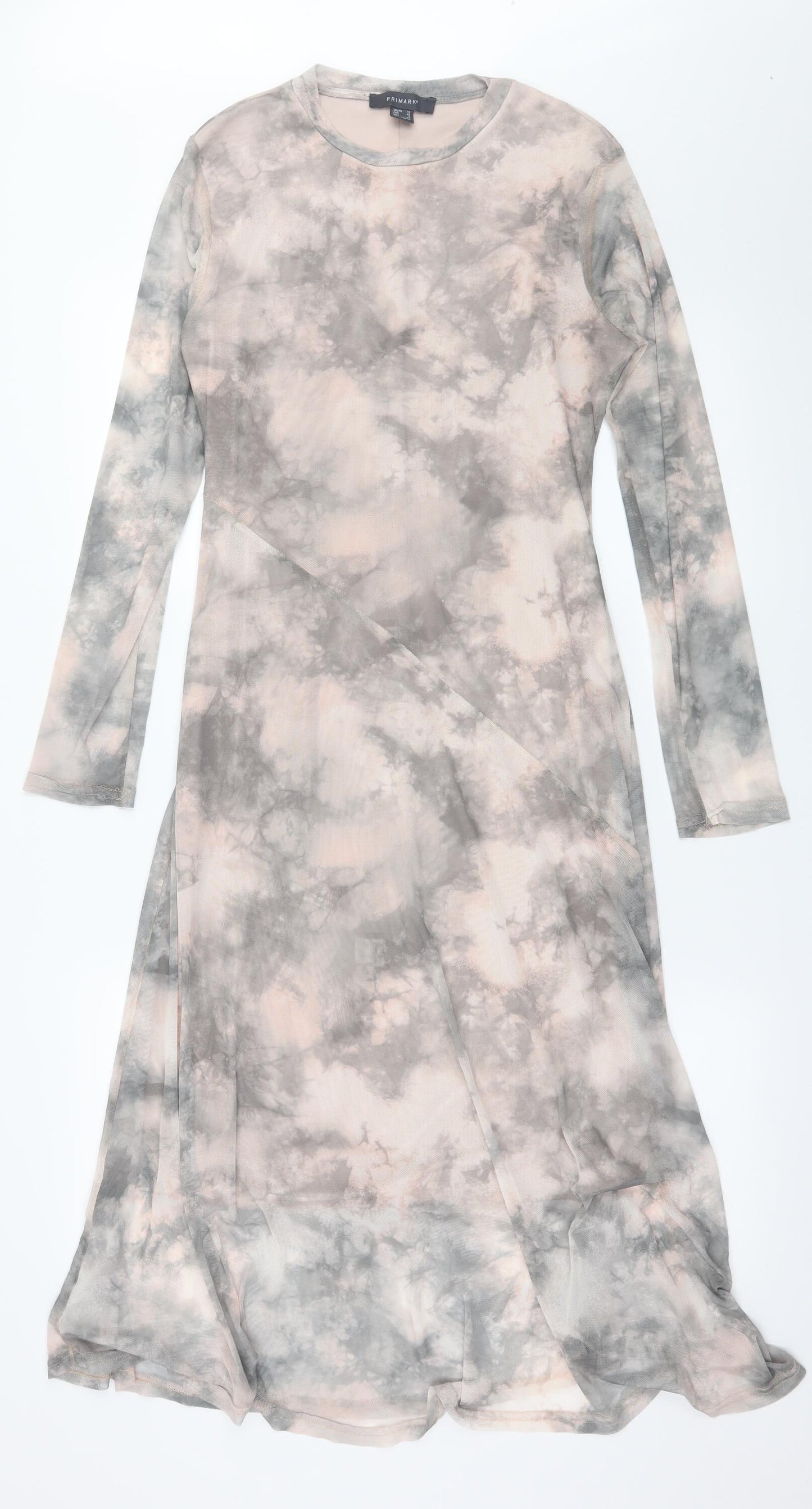 Primark Womens Pink Geometric Mesh T-Shirt Dress  Size 12  - Tie dye
