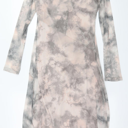 Primark Womens Pink Geometric Mesh T-Shirt Dress  Size 12  - Tie dye