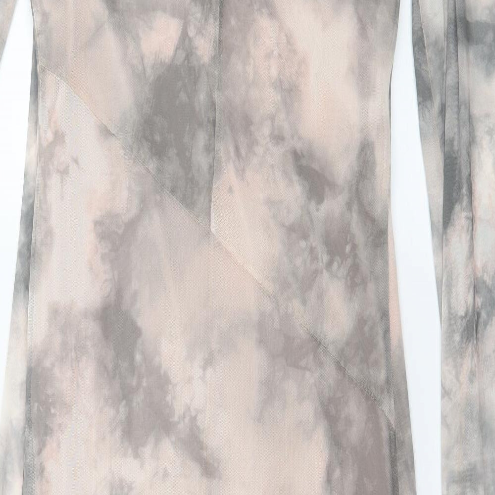 Primark Womens Pink Geometric Mesh T-Shirt Dress  Size 12  - Tie dye