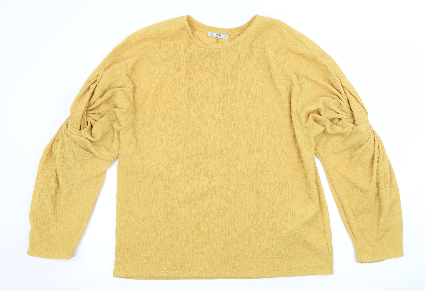 Zara Womens Yellow  Jersey Basic T-Shirt Size S  - Knot Detail