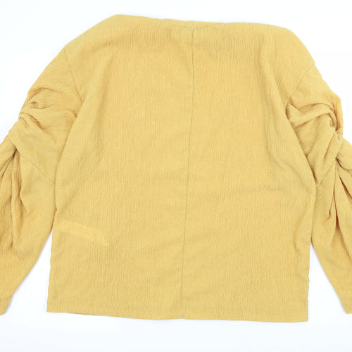 Zara Womens Yellow  Jersey Basic T-Shirt Size S  - Knot Detail