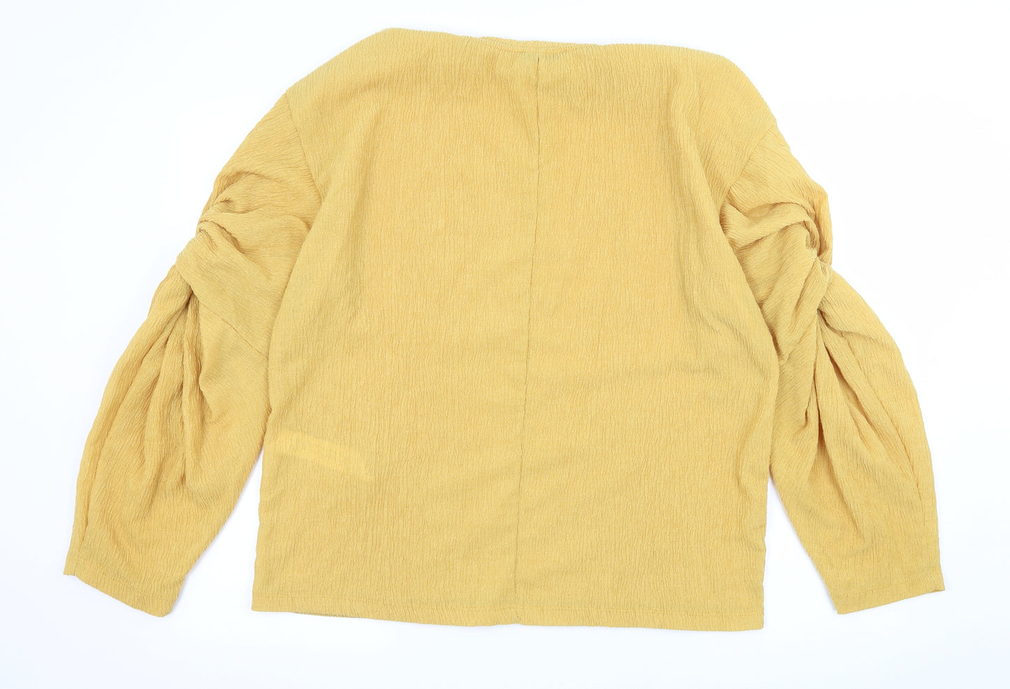 Zara Womens Yellow  Jersey Basic T-Shirt Size S  - Knot Detail