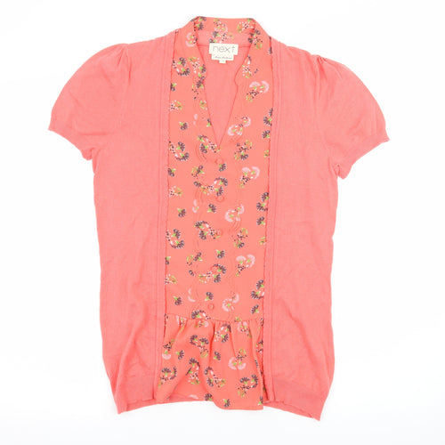 NEXT Womens Orange Floral Knit Basic T-Shirt Size 10