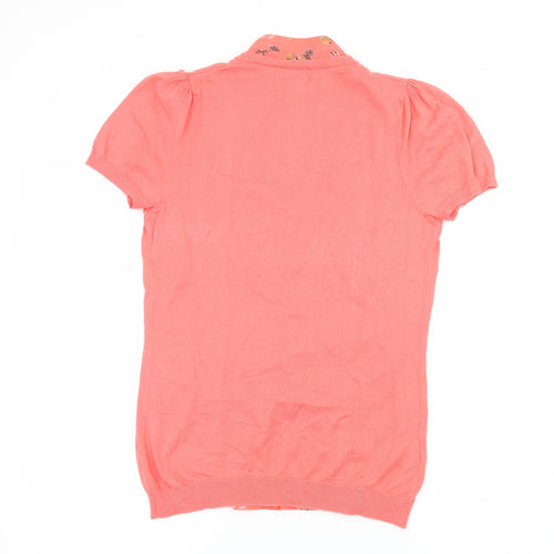 NEXT Womens Orange Floral Knit Basic T-Shirt Size 10