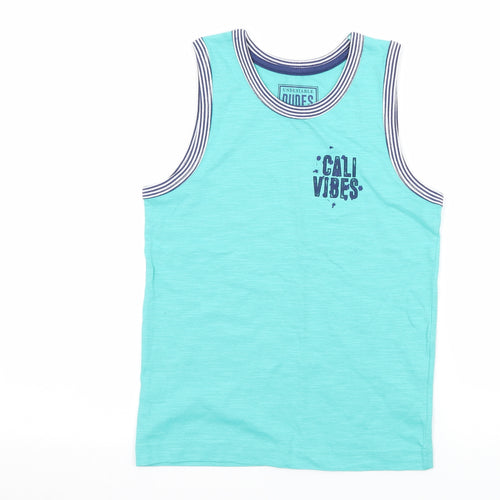 Matalan Boys Blue  Jersey Basic Tank Size 8 Years  - Cali Vibes