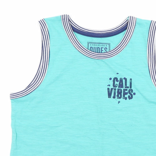Matalan Boys Blue  Jersey Basic Tank Size 8 Years  - Cali Vibes