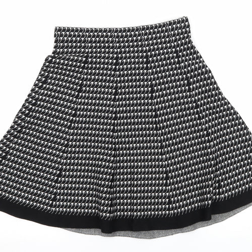 Vila Milano Womens Black Houndstooth Knit Flare Skirt Size S