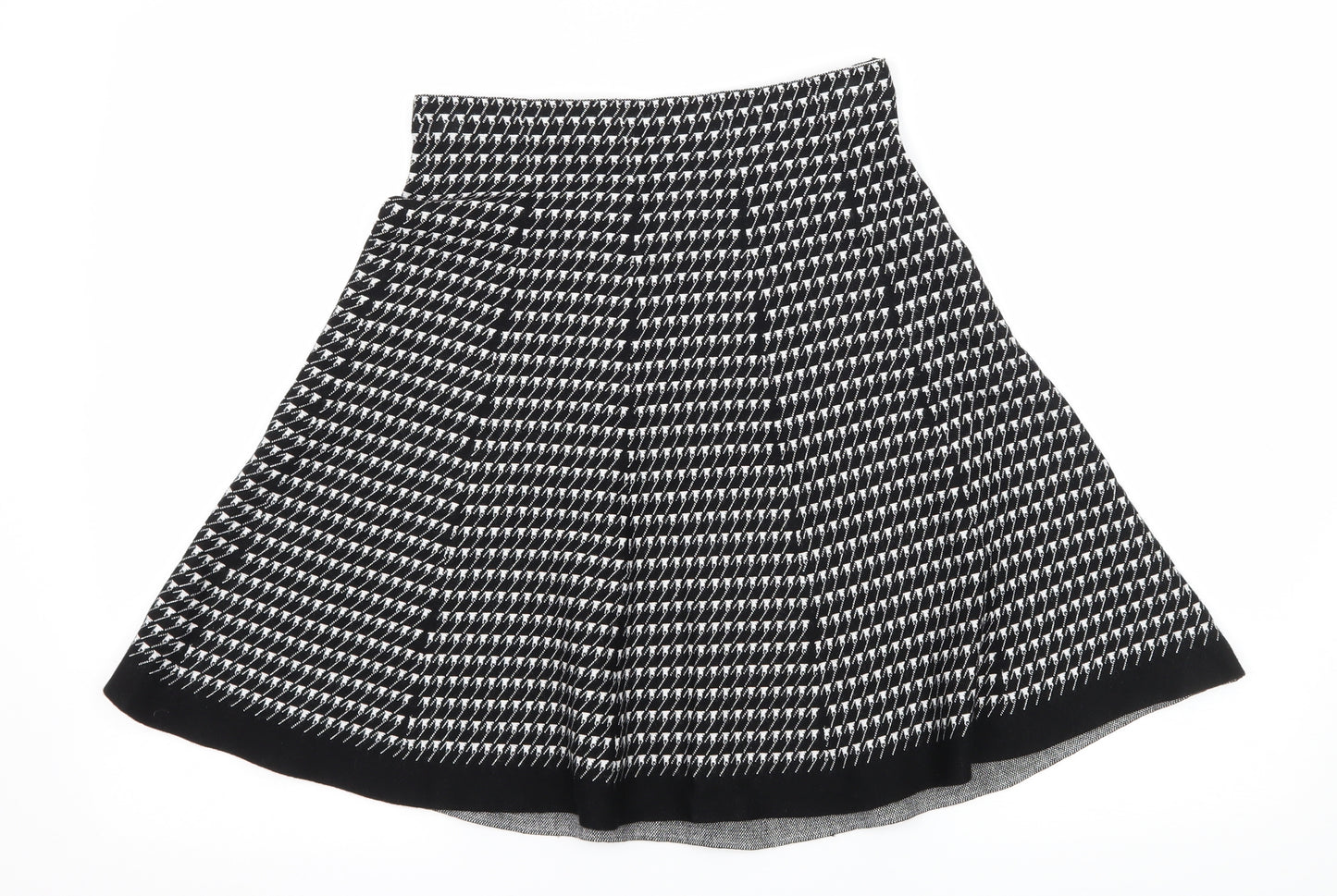Vila Milano Womens Black Houndstooth Knit Flare Skirt Size S