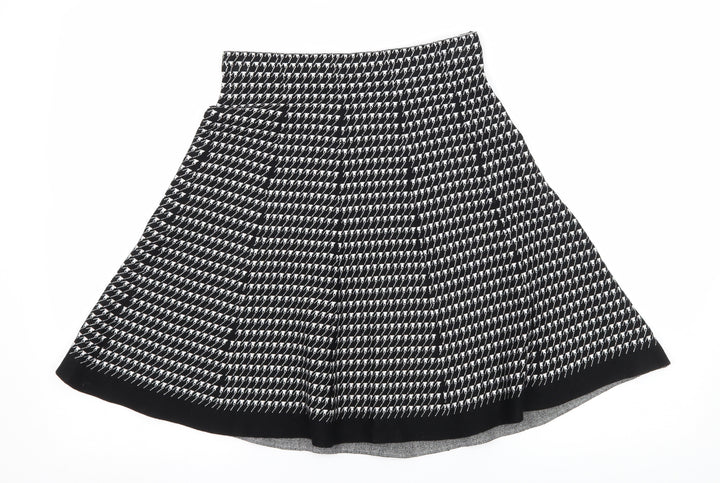 Vila Milano Womens Black Houndstooth Knit Flare Skirt Size S