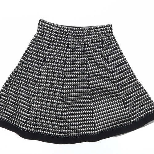 Vila Milano Womens Black Houndstooth Knit Flare Skirt Size S