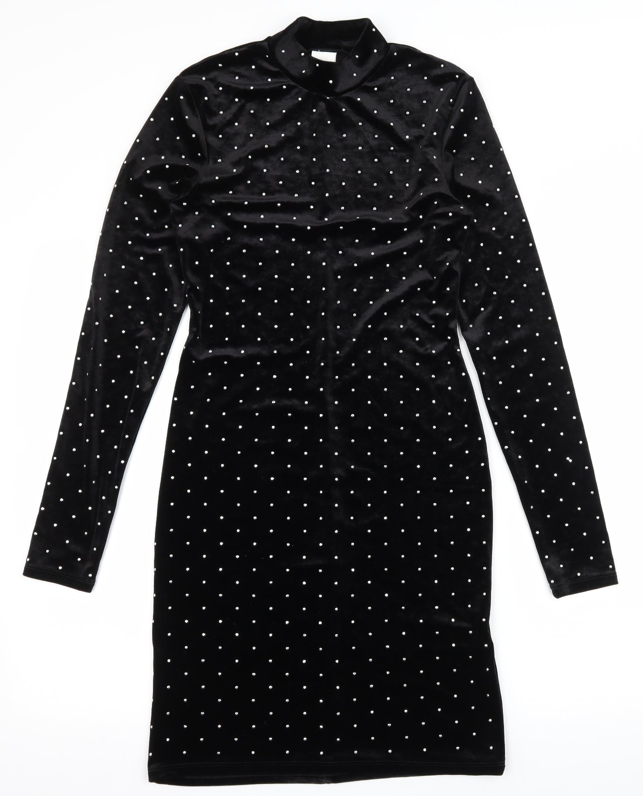 H&M Womens Black Polka Dot Velvet Bodycon  Size M