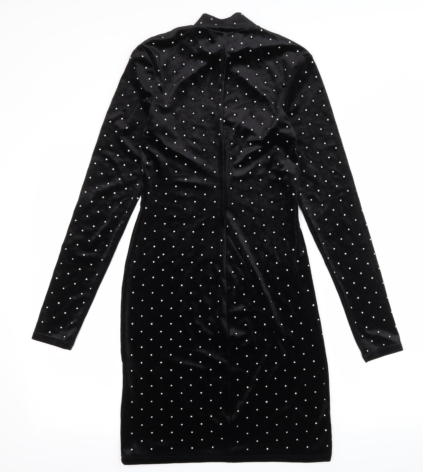H&M Womens Black Polka Dot Velvet Bodycon  Size M