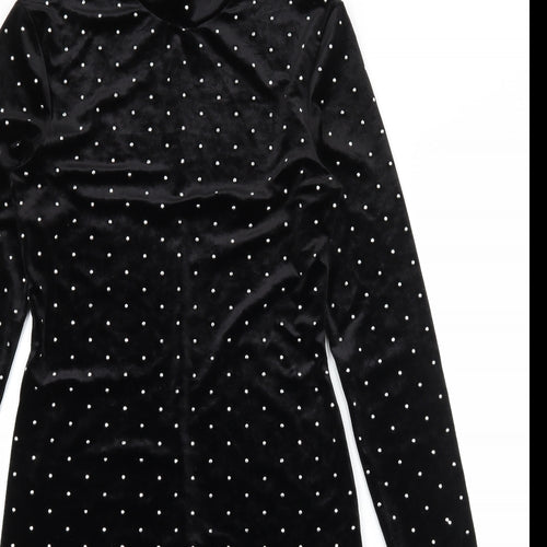 H&M Womens Black Polka Dot Velvet Bodycon  Size M