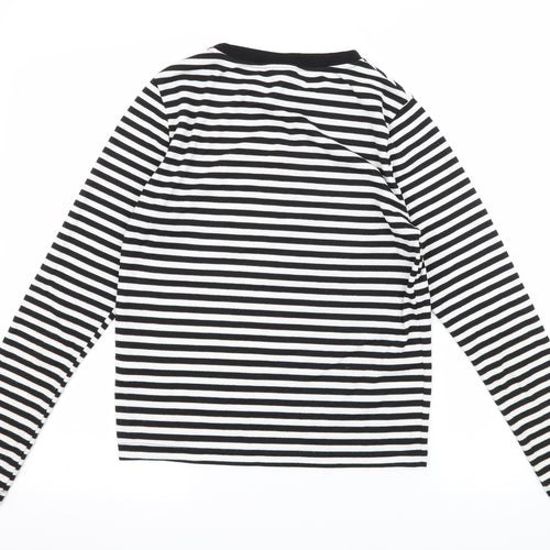 Topshop Womens Black Striped Jersey Basic T-Shirt Size 8