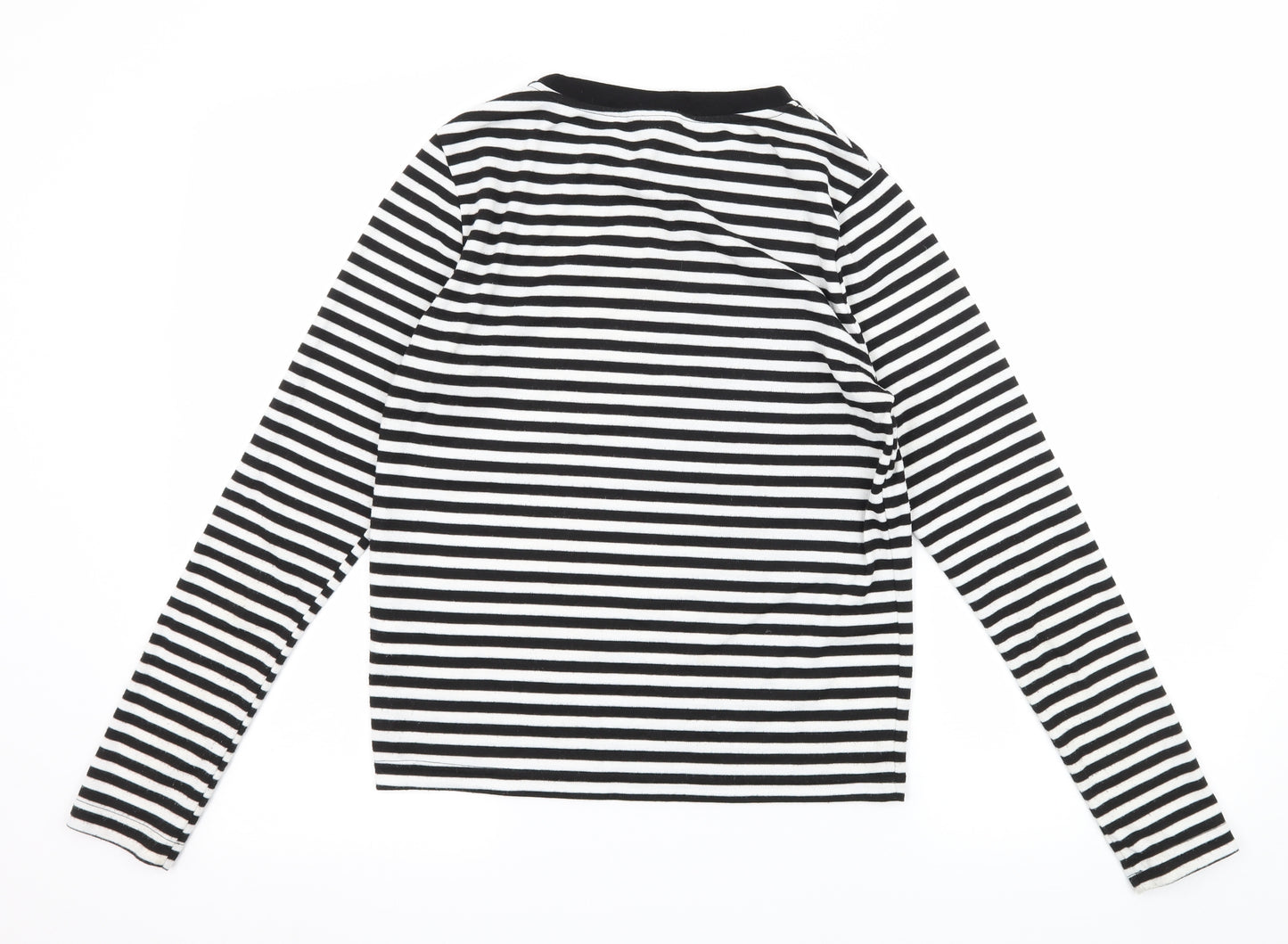 Topshop Womens Black Striped Jersey Basic T-Shirt Size 8