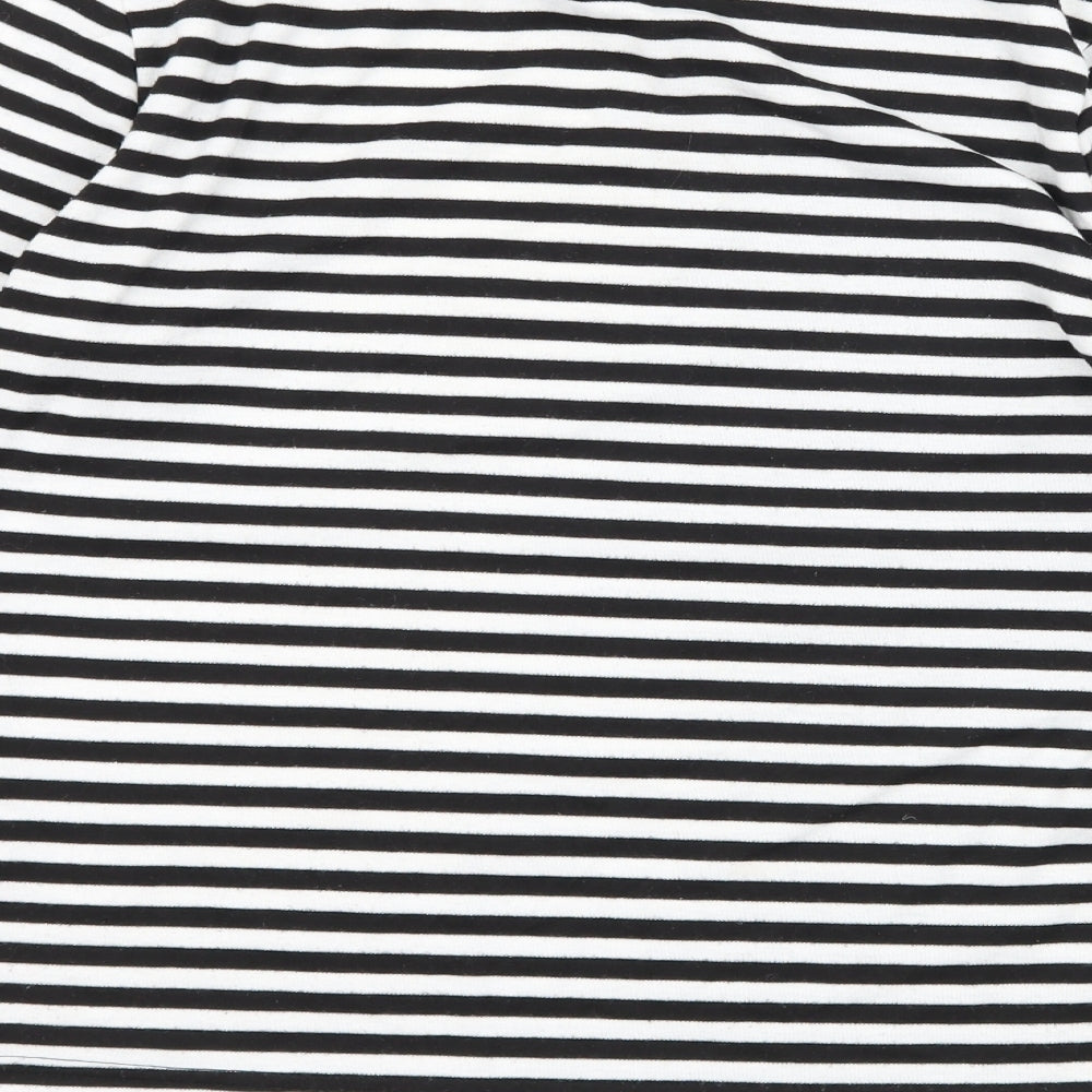 Topshop Womens Black Striped Jersey Basic T-Shirt Size 8