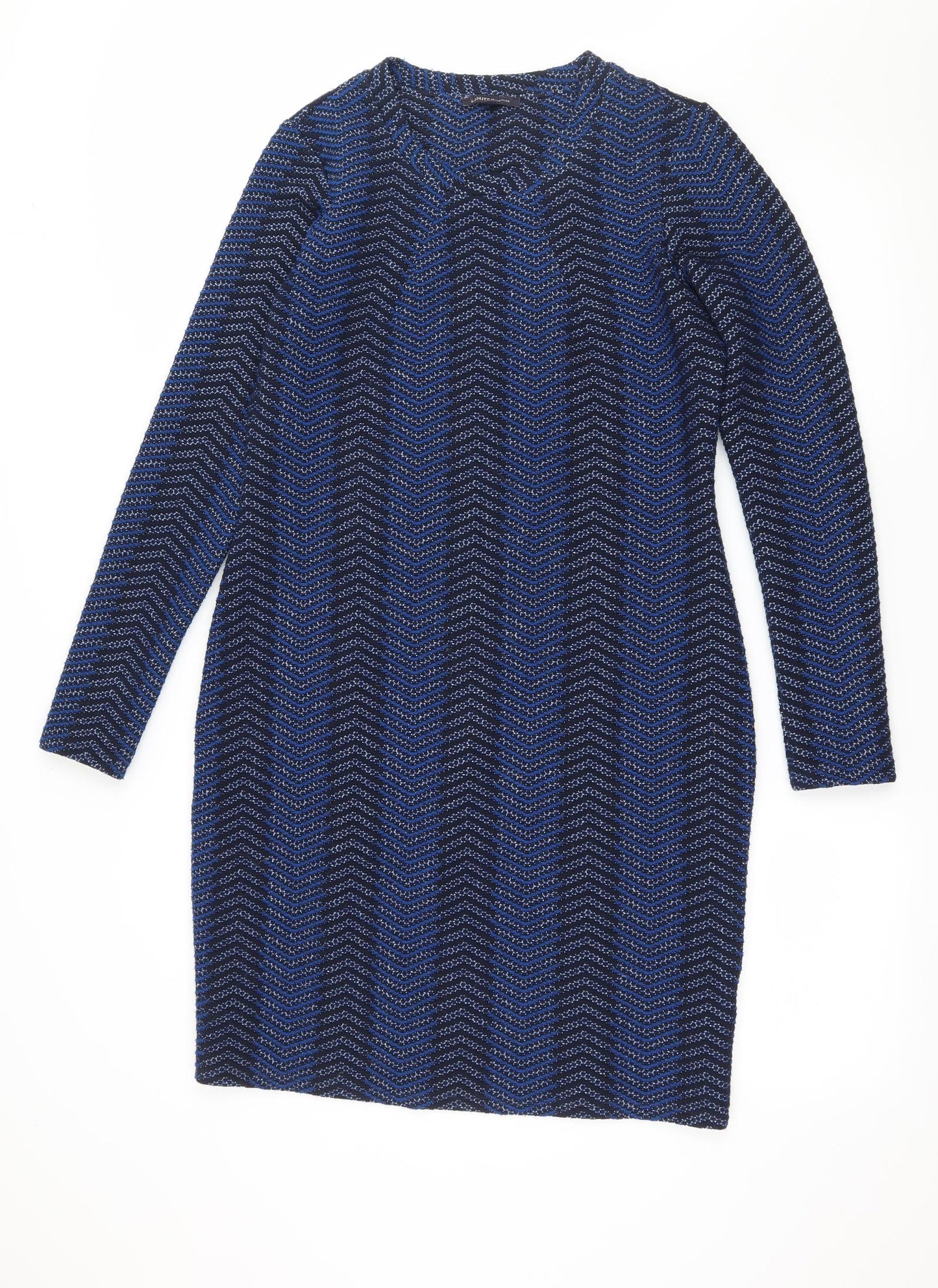 Marks and Spencer Womens Blue Striped Jersey Sheath  Size 12
