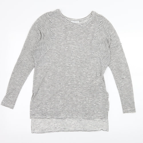 Zara Womens White Striped Knit Pullover Jumper Size S
