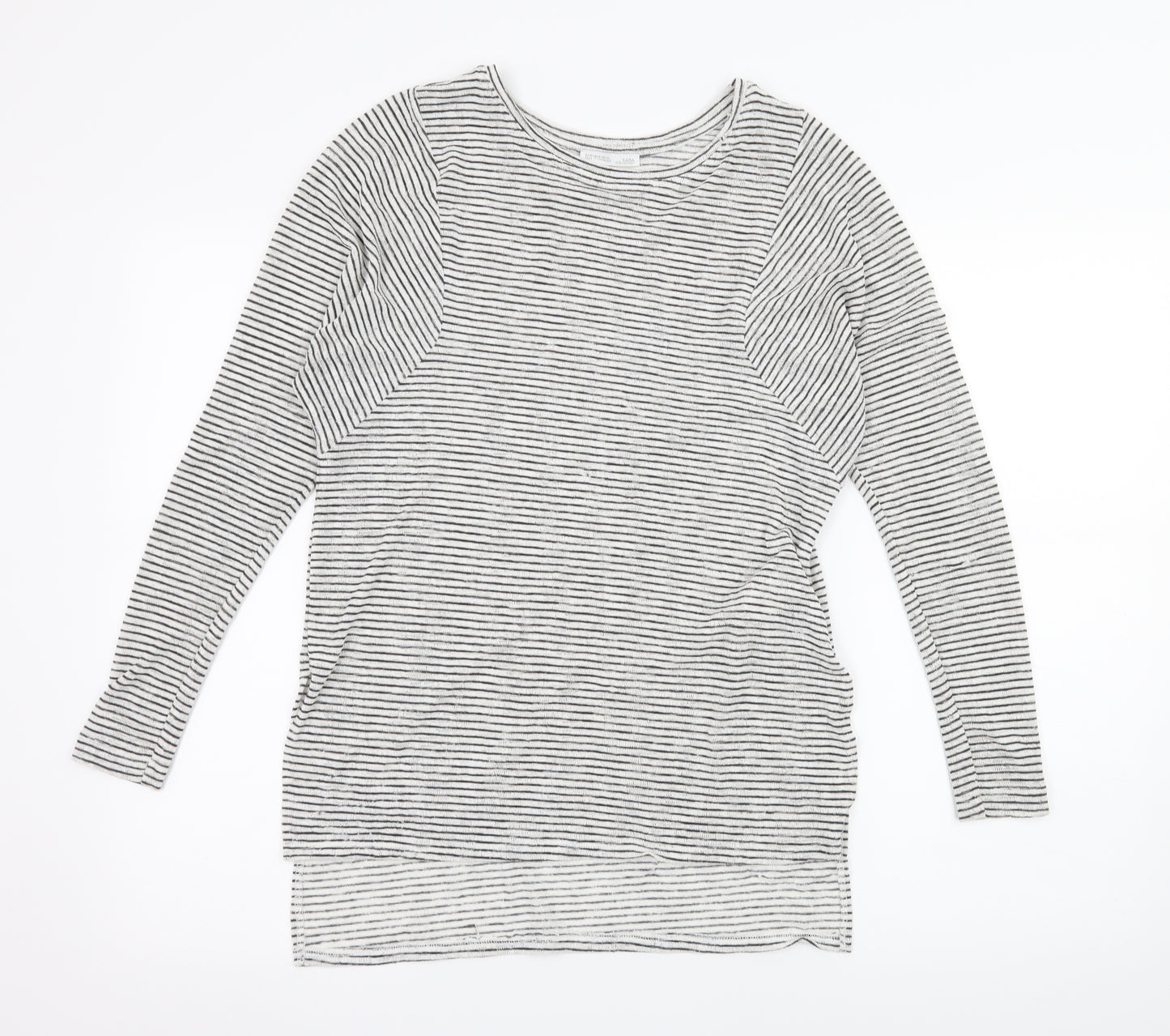 Zara Womens White Striped Knit Pullover Jumper Size S