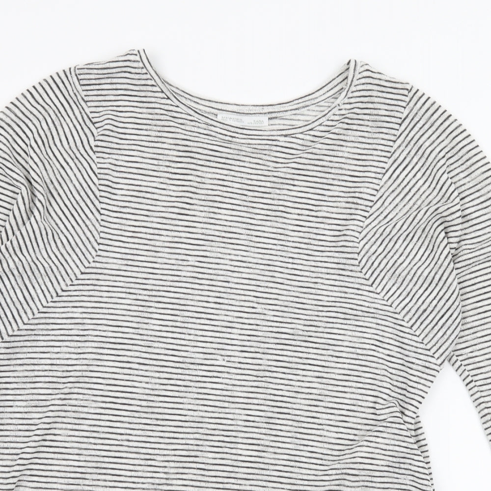Zara Womens White Striped Knit Pullover Jumper Size S