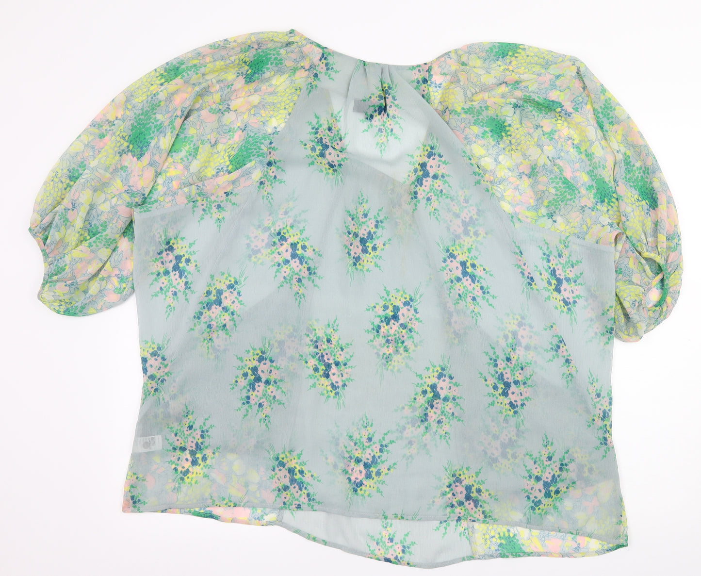 Topshop Womens Blue Floral Chiffon Basic Blouse Size 10